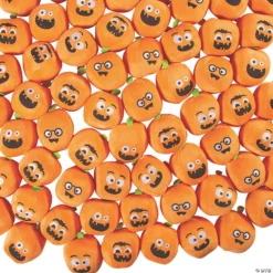 Bulk Mini Funny Face Stuffed Pumpkins - 72 Pc.