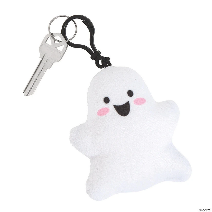 Ghost Plush Backpack Clip Keychains - 12 Pc.