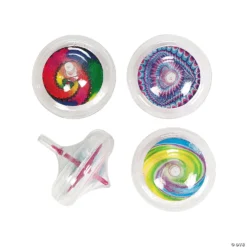 Glow-in-the-Dark Tie-Dyed Spin Tops - 12 Pc.