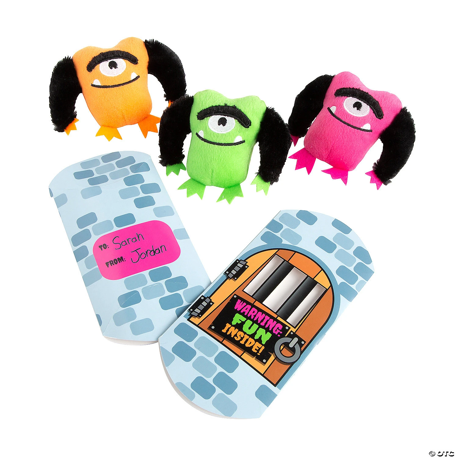 Green, Pink & Orange Stuffed Monsters in Cage Containers - 12 Pc. - Image 2