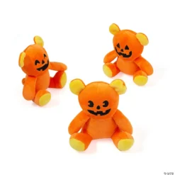 Halloween Jack-O’-Lantern Face Stuffed Bears - 12 Pc.