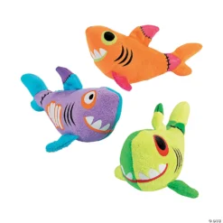 Halloween Patchwork Stuffed Zombie Sharks - 12 Pc.