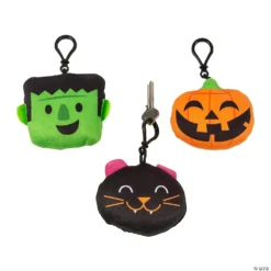 Halloween Plush Backpack Clip Keychains - 12 Pc.