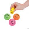 Mini Neon Smile Face Stress Balls - 24 Pc.