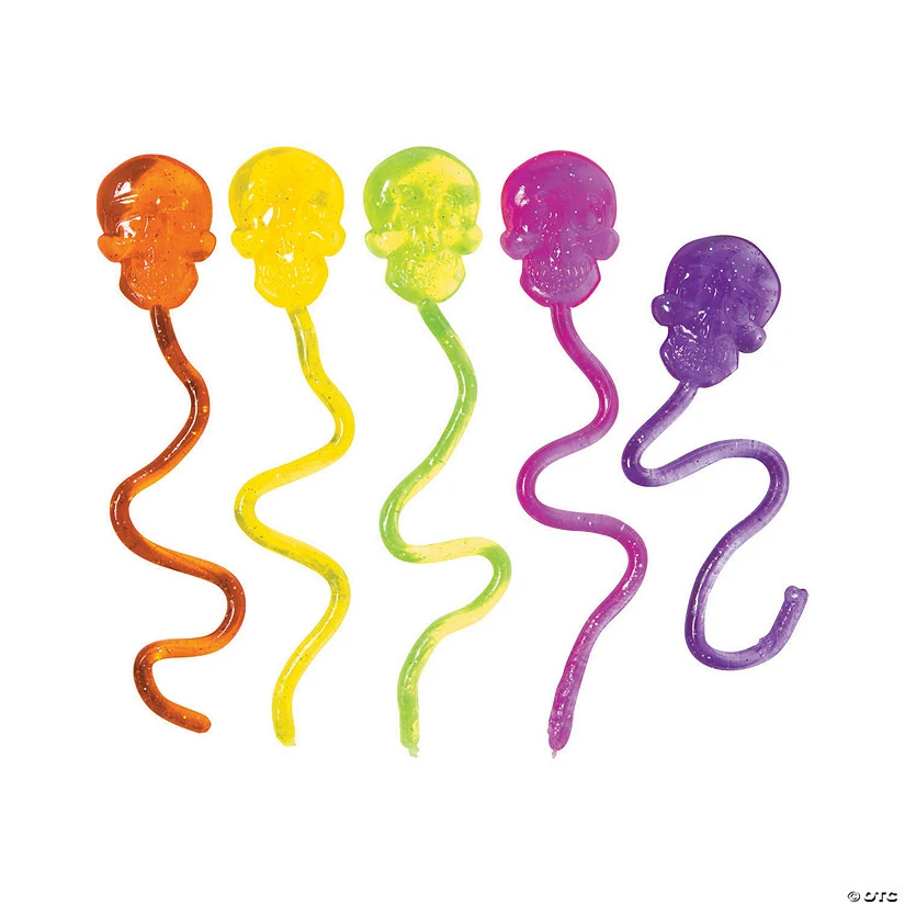 Neon Glitter Sticky Skulls - 72 Pc.