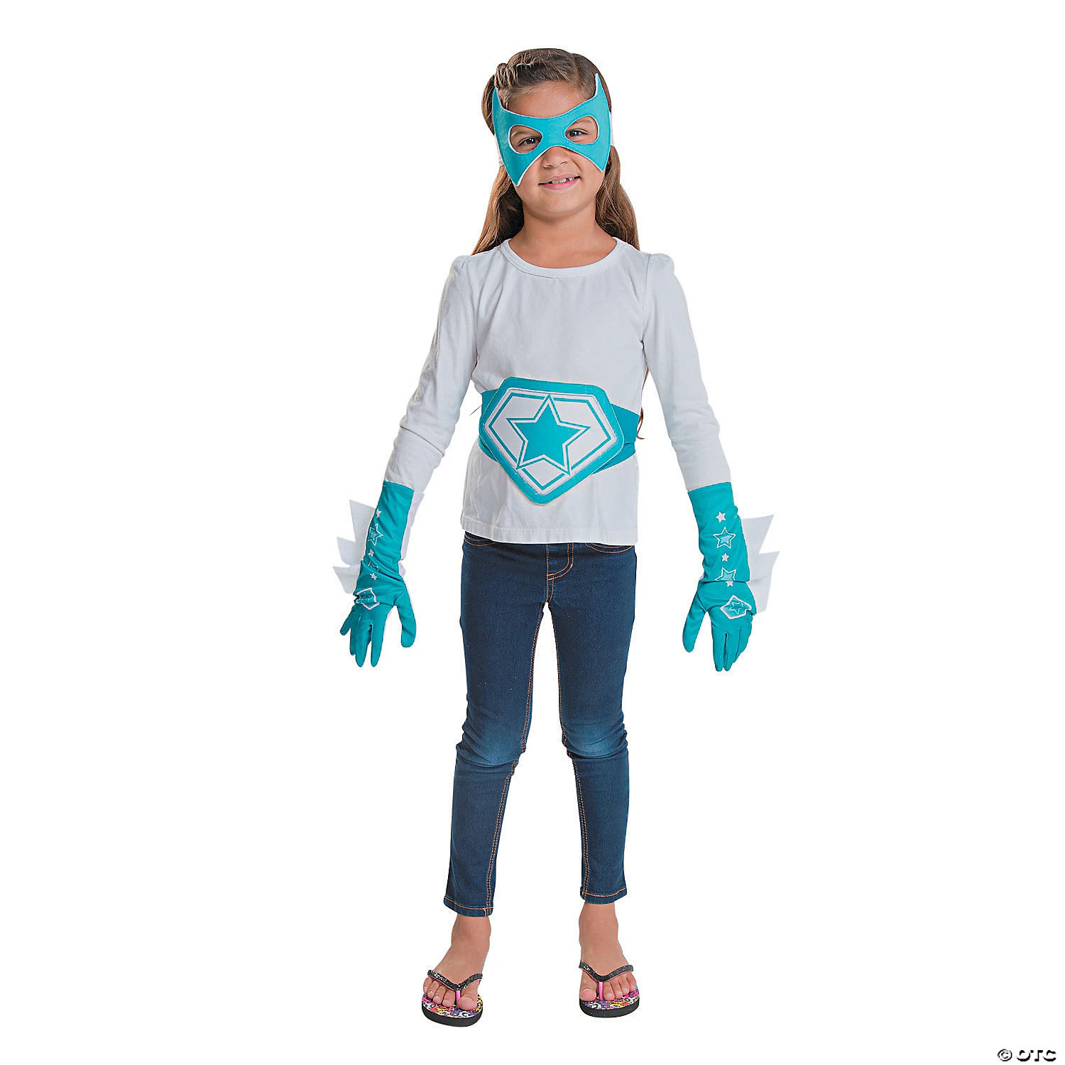 Teal & White Superhero Accessories - 4 Pc.